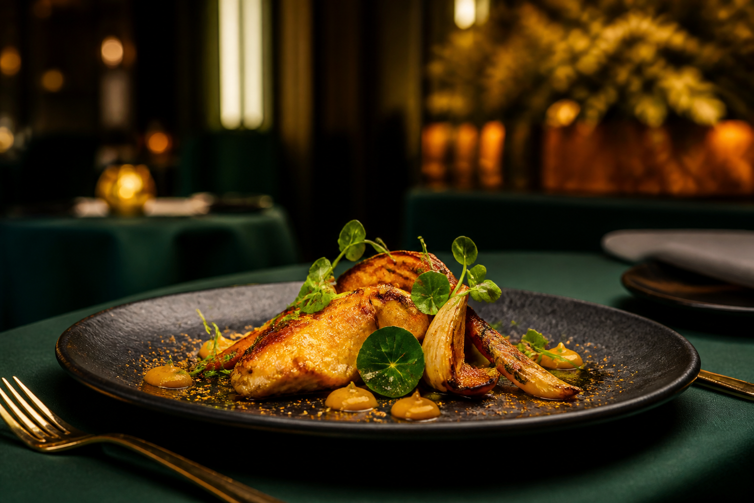 Seasonal plated dish at MonoCheapp.com restaurant